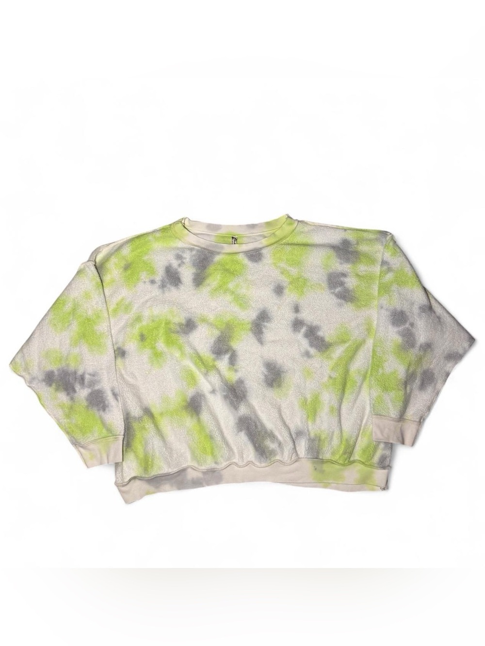 Free People green grey and white preppy school Tie-dye oversized sweatshirt☮️